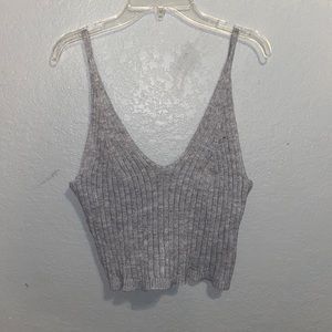 Gray knit crop top